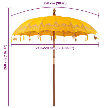Balinese Parasol Yellow 215 x 215 x 260 cm Cotton and Wood