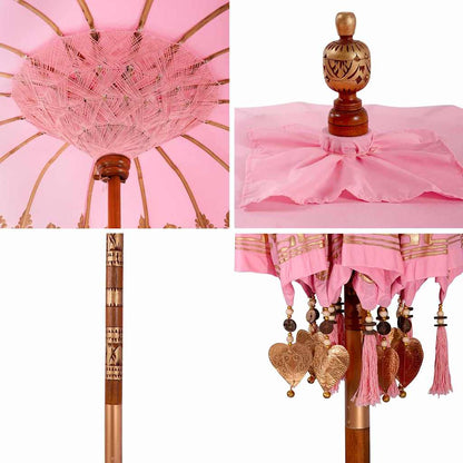 Balinese Parasol Pink 215 x 215 x 260 cm Cotton and Wood