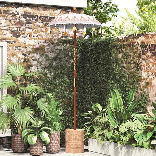 Balinese Parasol Cream 125 x 125 x 260 cm Cotton and Wood