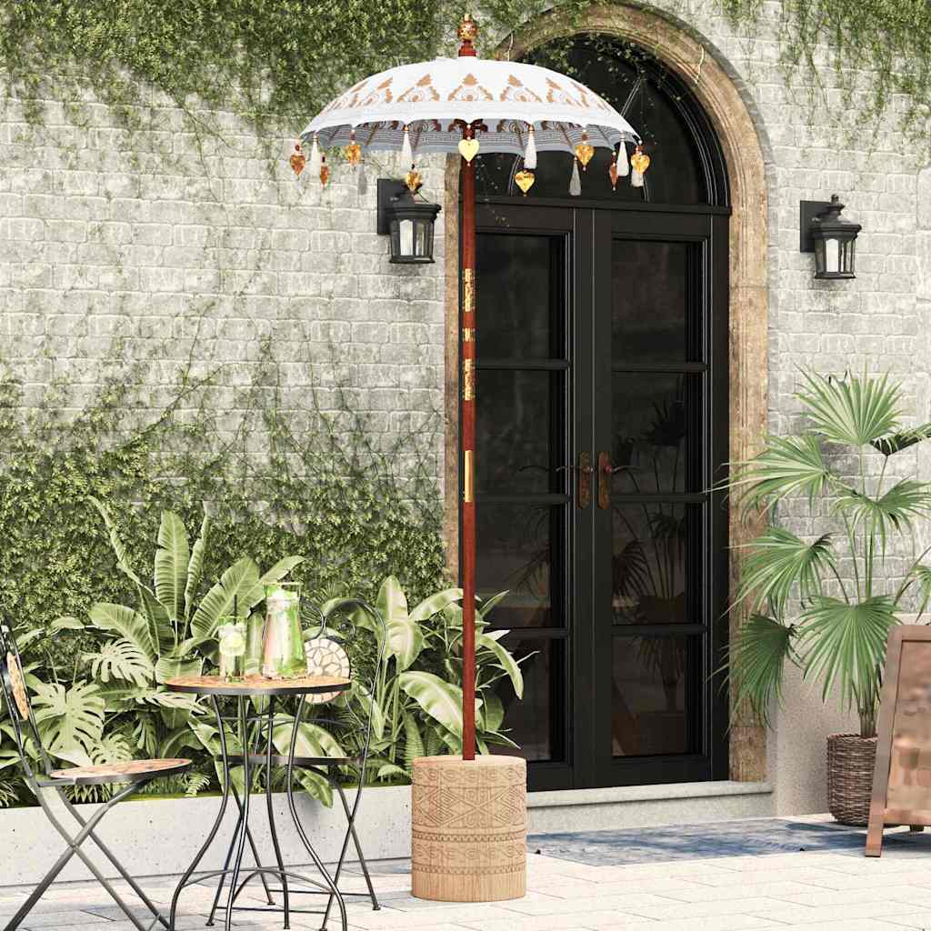 Balinese Parasol Cream 125 x 125 x 260 cm Cotton and Wood