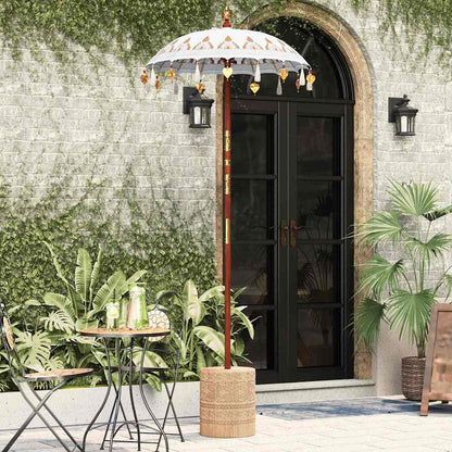 Balinese Parasol Cream 125 x 125 x 260 cm Cotton and Wood
