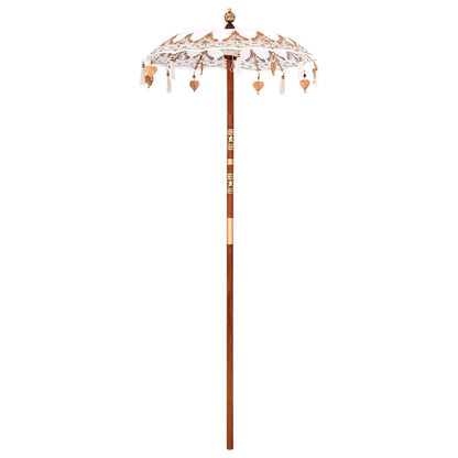 Balinese Parasol Cream 125 x 125 x 260 cm Cotton and Wood