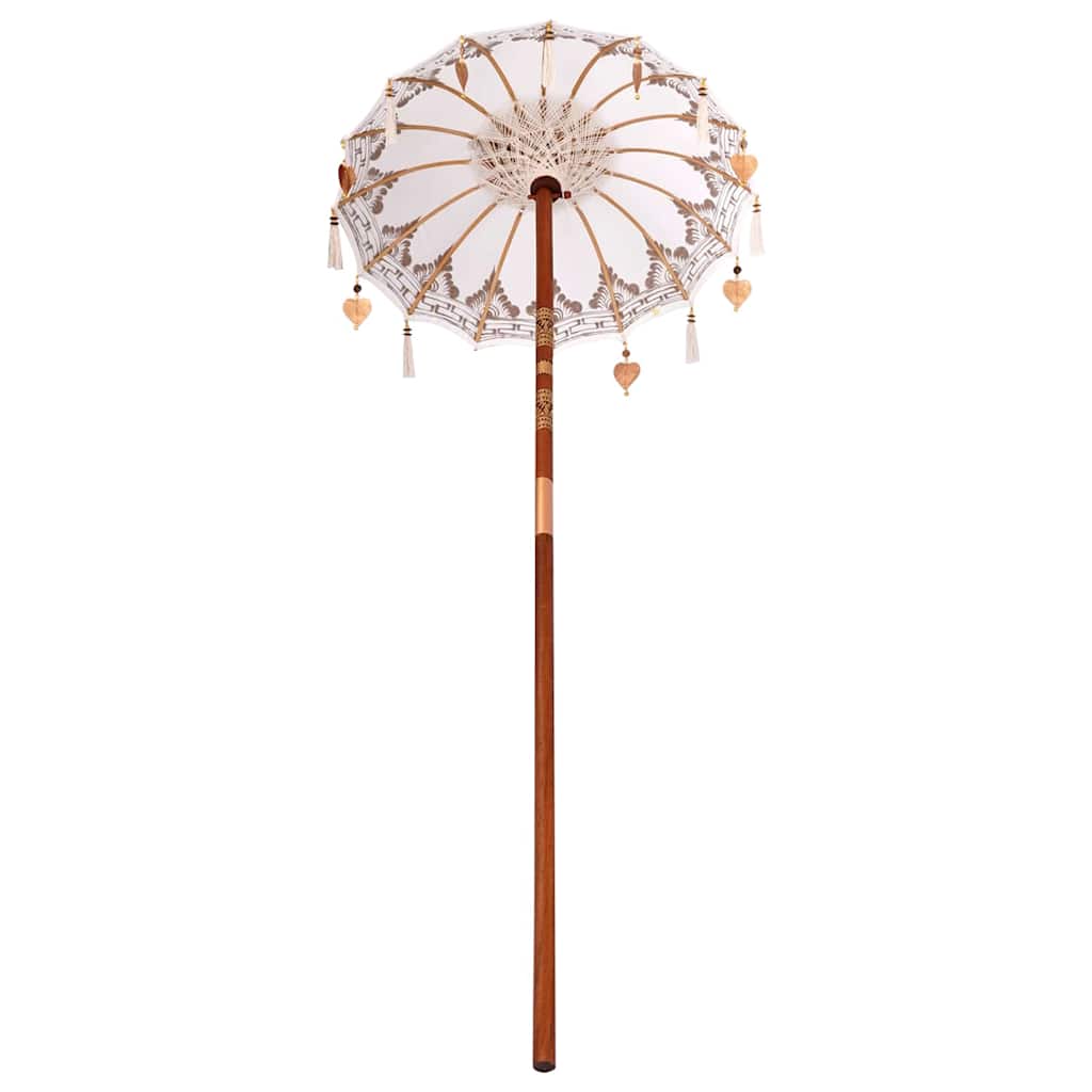 Balinese Parasol Cream 125 x 125 x 260 cm Cotton and Wood