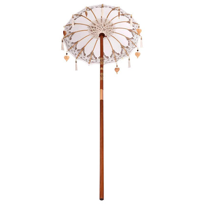 Balinese Parasol Cream 125 x 125 x 260 cm Cotton and Wood