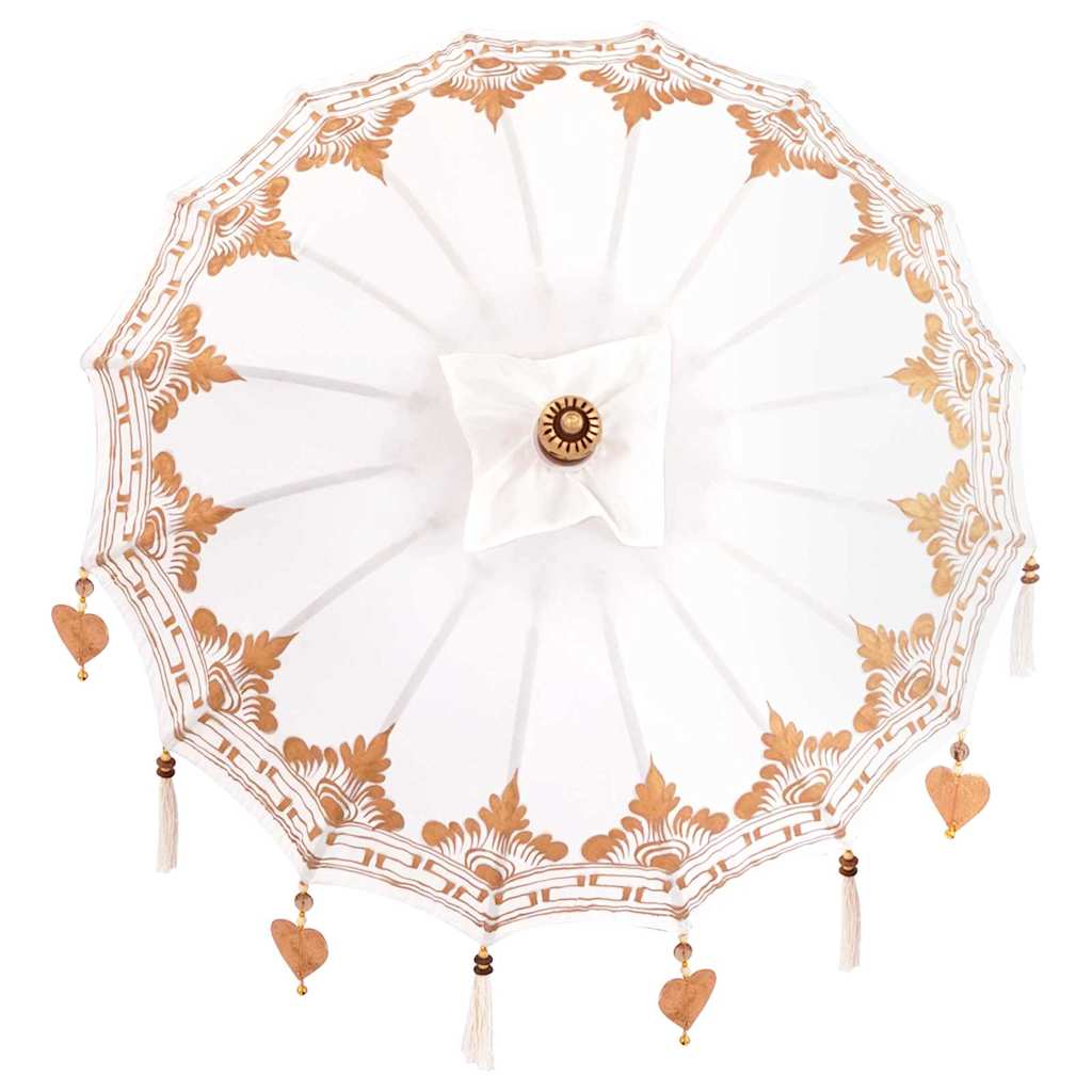 Balinese Parasol Cream 125 x 125 x 260 cm Cotton and Wood