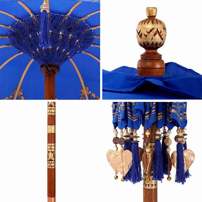 Balinese Parasol Blue 125 x 125 x 260 cm Cotton and Wood