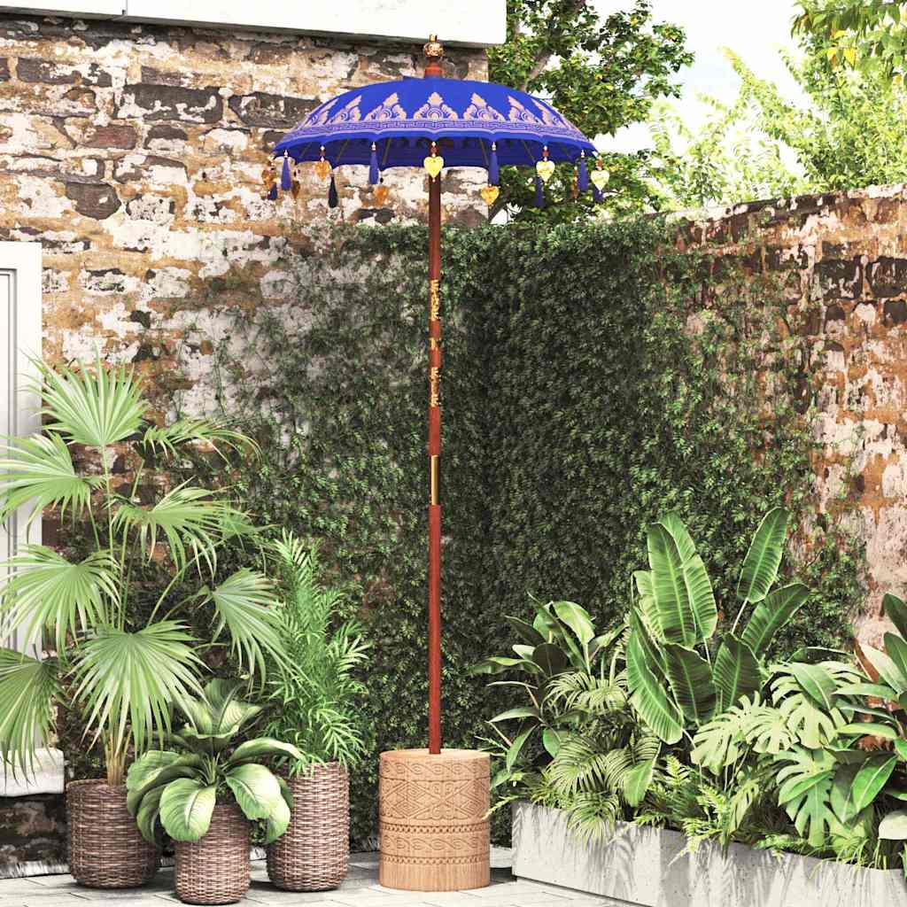 Balinese Parasol Blue 125 x 125 x 260 cm Cotton and Wood