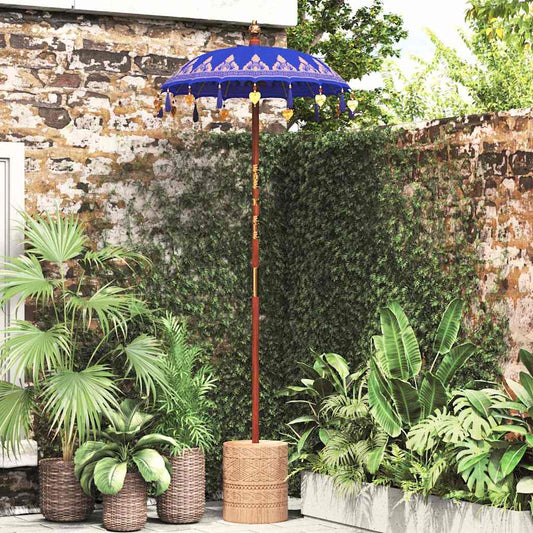Balinese Parasol Blue 125 x 125 x 260 cm Cotton and Wood