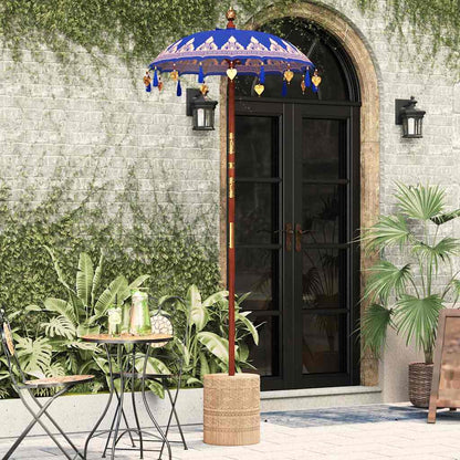 Balinese Parasol Blue 125 x 125 x 260 cm Cotton and Wood