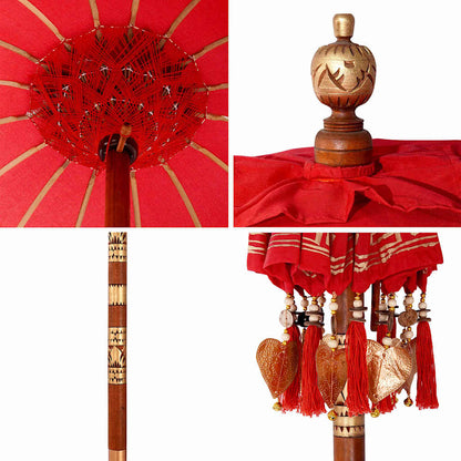 Balinese Parasol Red 125 x 125 x 260 cm Cotton and Wood
