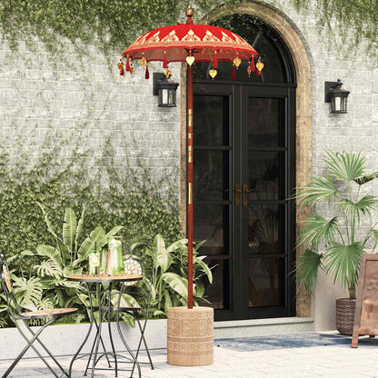 Balinese Parasol Red 125 x 125 x 260 cm Cotton and Wood