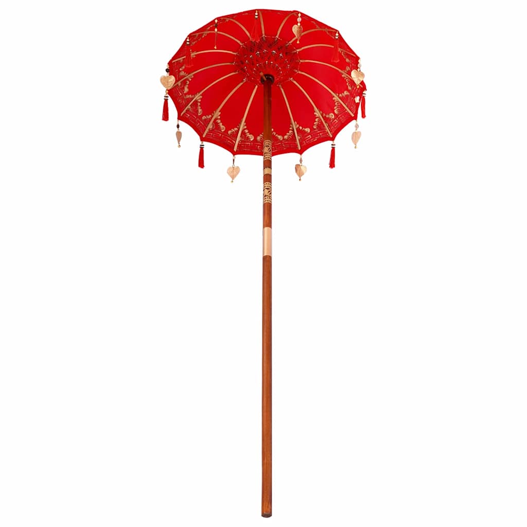 Balinese Parasol Red 125 x 125 x 260 cm Cotton and Wood