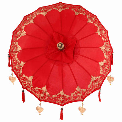 Balinese Parasol Red 125 x 125 x 260 cm Cotton and Wood