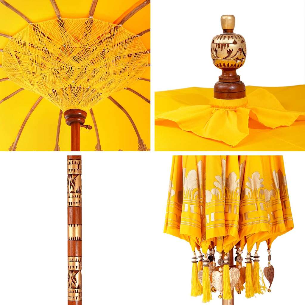 Balinese Parasol Yellow 125 x 125 x 260 cm Cotton and Wood