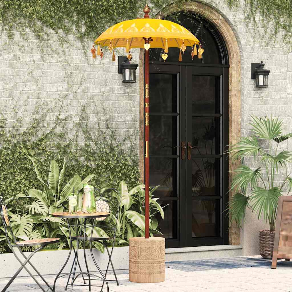 Balinese Parasol Yellow 125 x 125 x 260 cm Cotton and Wood