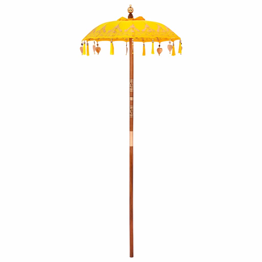 Balinese Parasol Yellow 125 x 125 x 260 cm Cotton and Wood