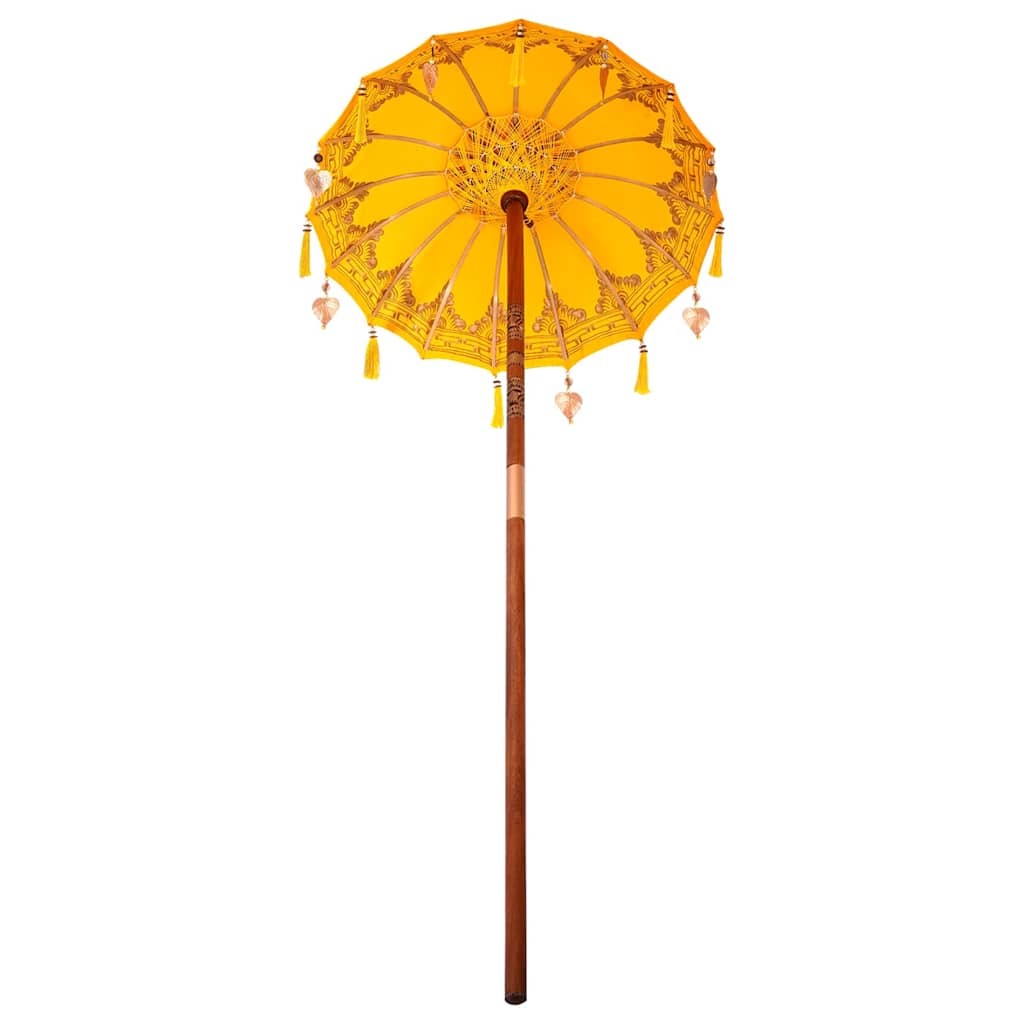 Balinese Parasol Yellow 125 x 125 x 260 cm Cotton and Wood