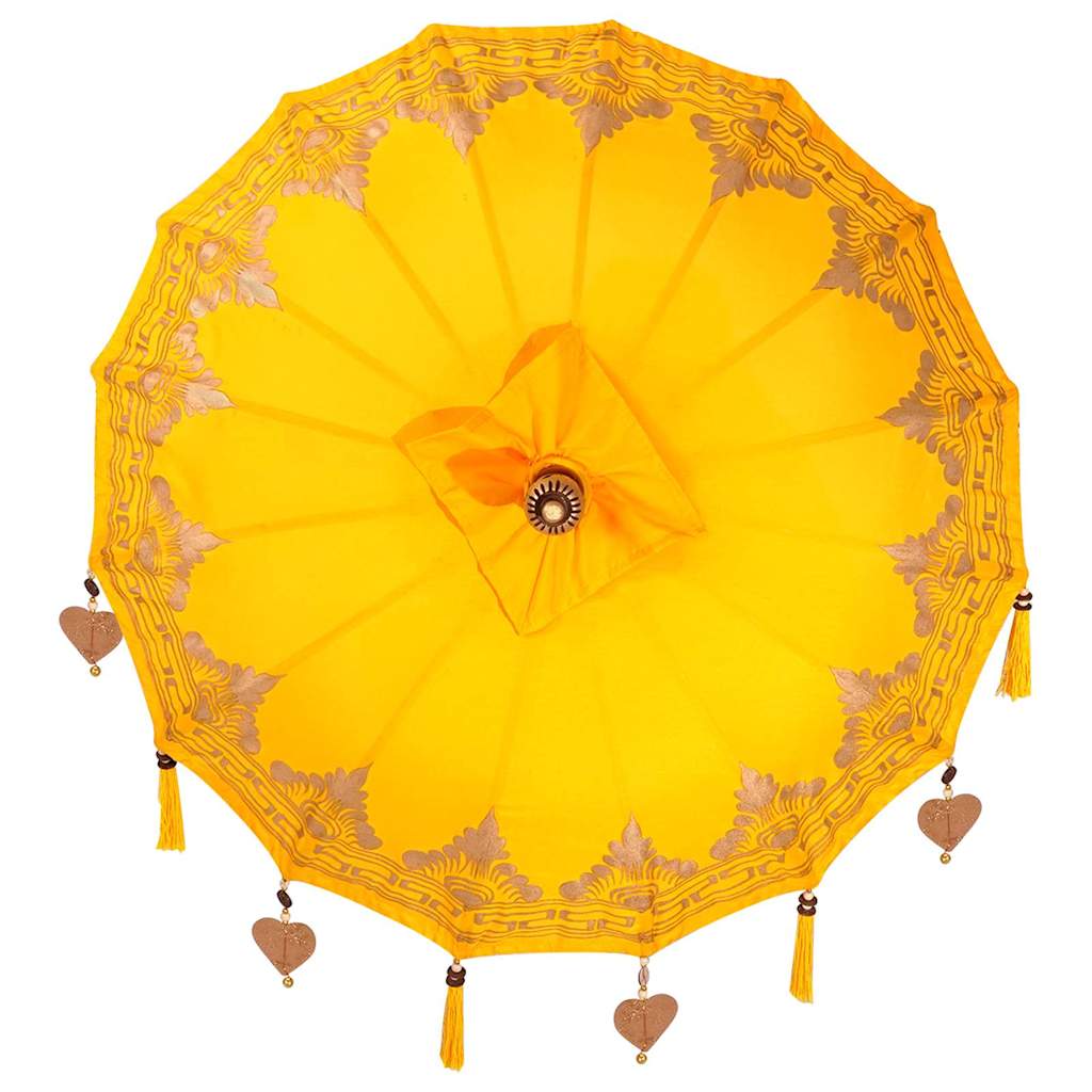 Balinese Parasol Yellow 125 x 125 x 260 cm Cotton and Wood