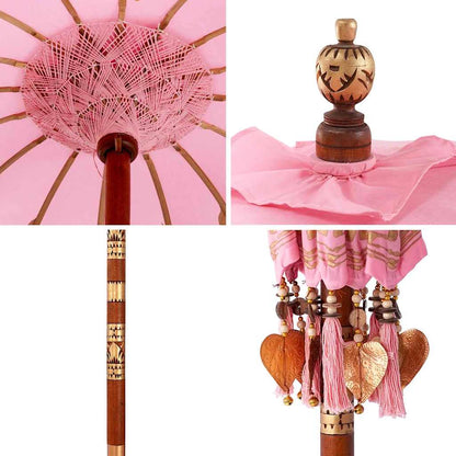 Balinese Parasol Pink 125 x 125 x 260 cm Cotton and Wood