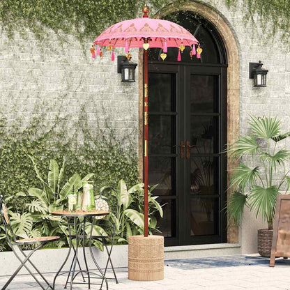 Balinese Parasol Pink 125 x 125 x 260 cm Cotton and Wood