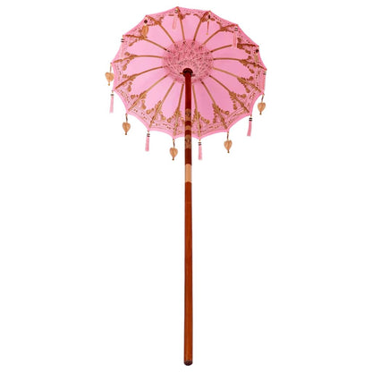 Balinese Parasol Pink 125 x 125 x 260 cm Cotton and Wood