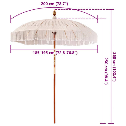 Macrame Parasol Cream 190 x 190 x 260 cm