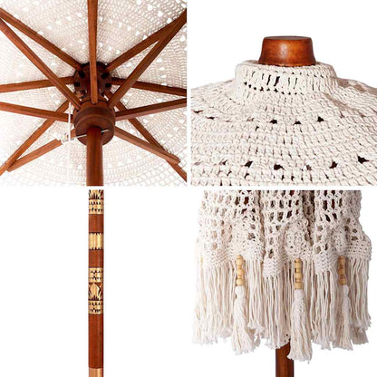 Macrame Parasol Cream 252.5 x 252.5 x 260 cm