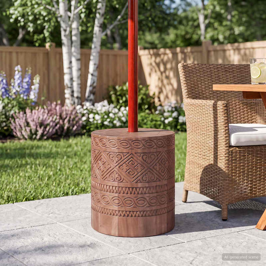 Parasol Base 28.05 kg Natural Solid Wood Cylindrical