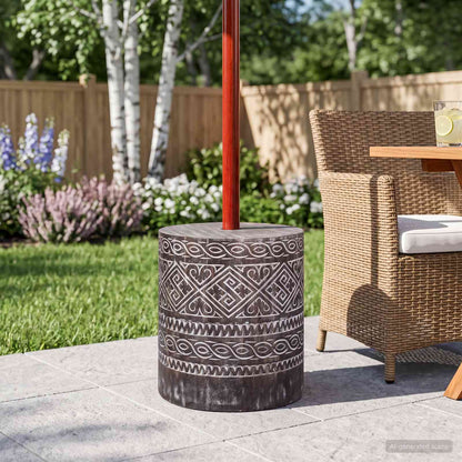 Parasol Base 23 kg White Washed Solid Wood Cylindrical