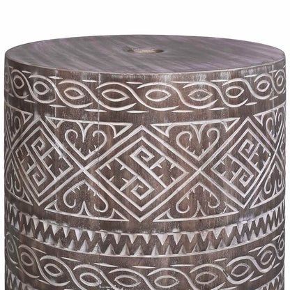 Parasol Base 23 kg White Washed Solid Wood Cylindrical