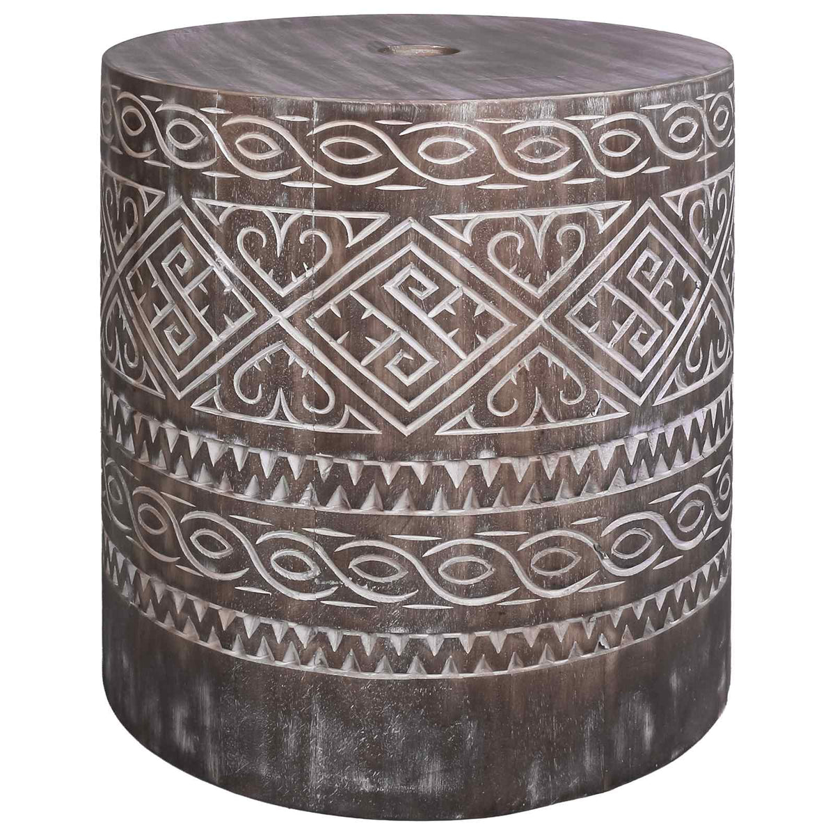 Parasol Base 23 kg White Washed Solid Wood Cylindrical