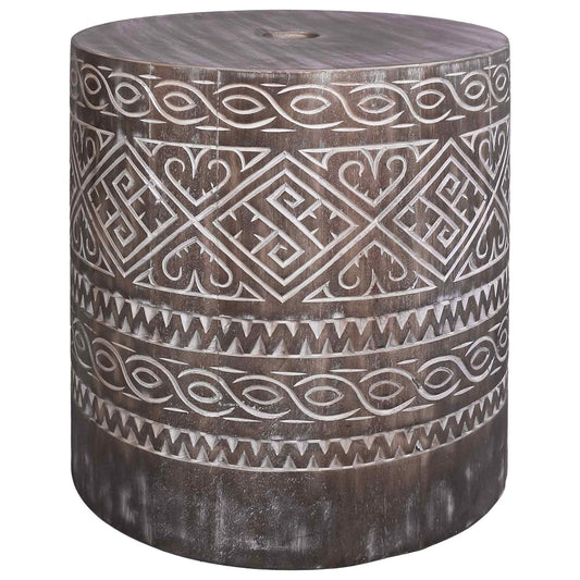 Parasol Base 23 kg White Washed Solid Wood Cylindrical