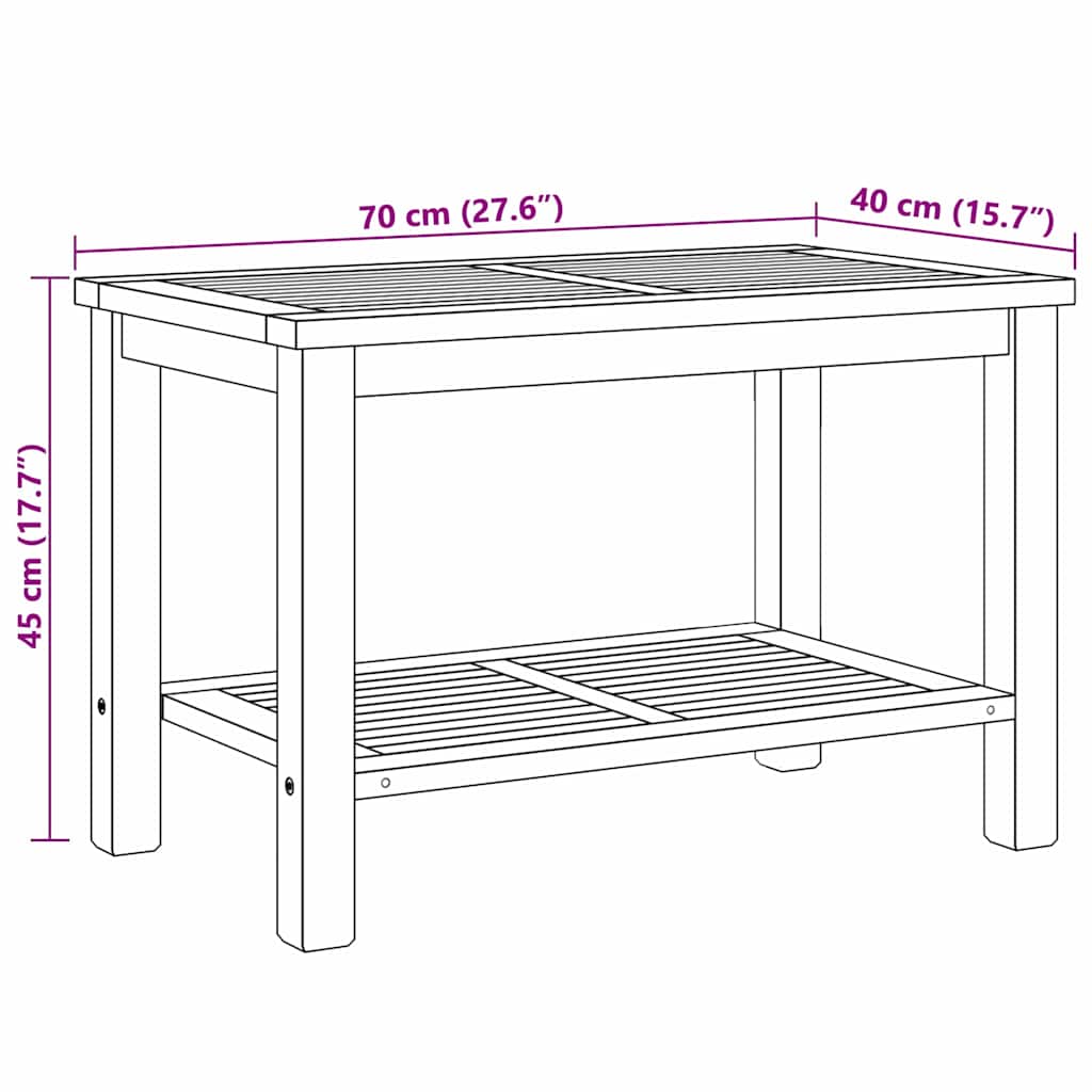 Coffee Table with Storage Brown 70 x 40 x 45 cm Solid Teak Wood