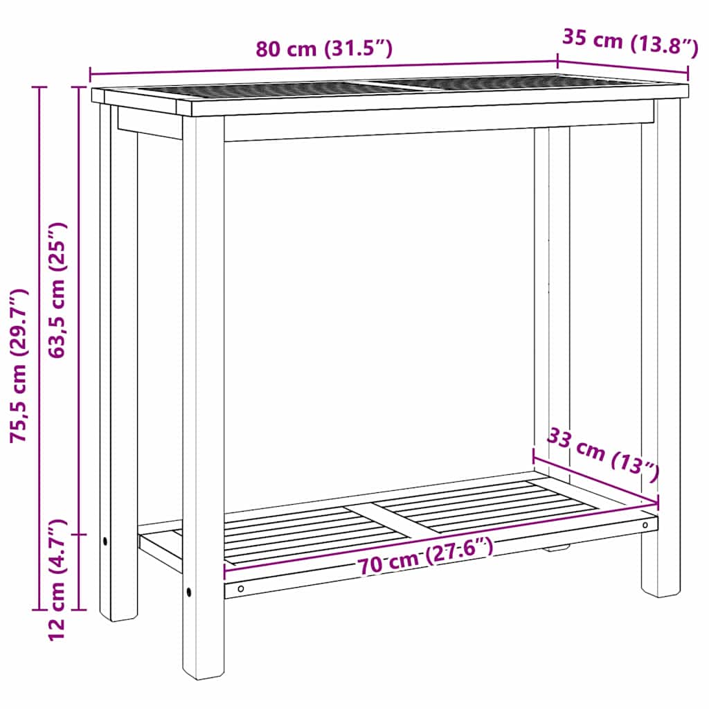 Console Table Brown 80 x 35 x 75 cm Solid Teak Wood
