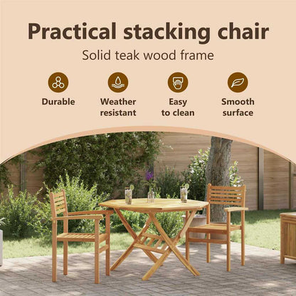 Chair 2 pcs Brown 56 x 55 x 90.5 cm Solid Teak Wood