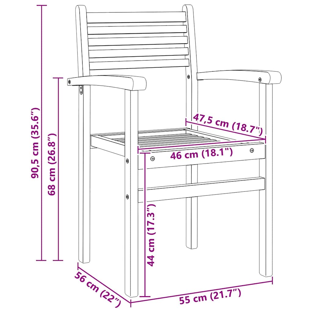 Chair 2 pcs Brown 56 x 55 x 90.5 cm Solid Teak Wood