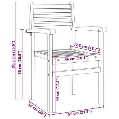 Chair 2 pcs Brown 56 x 55 x 90.5 cm Solid Teak Wood