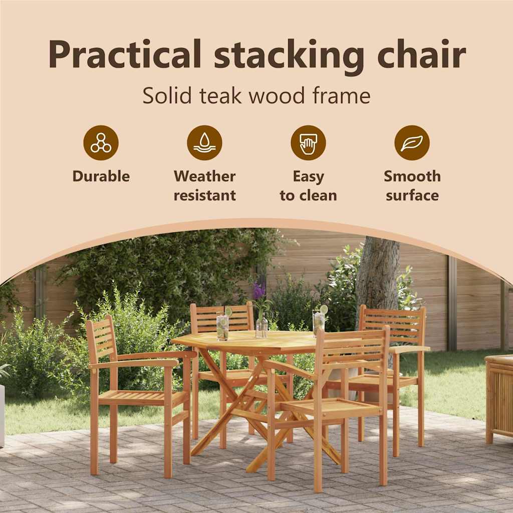 Chair 4 pcs Brown 56 x 55 x 90.5 cm Solid Teak Wood