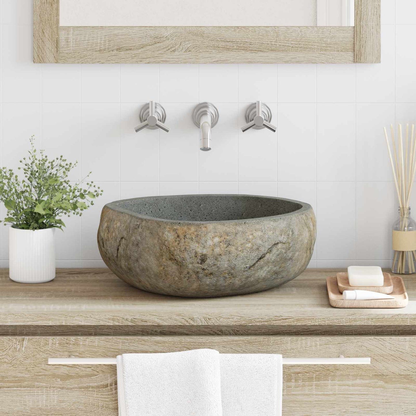 Riverstone basin Light Grey 45 x 35 x 15 cm River Stone