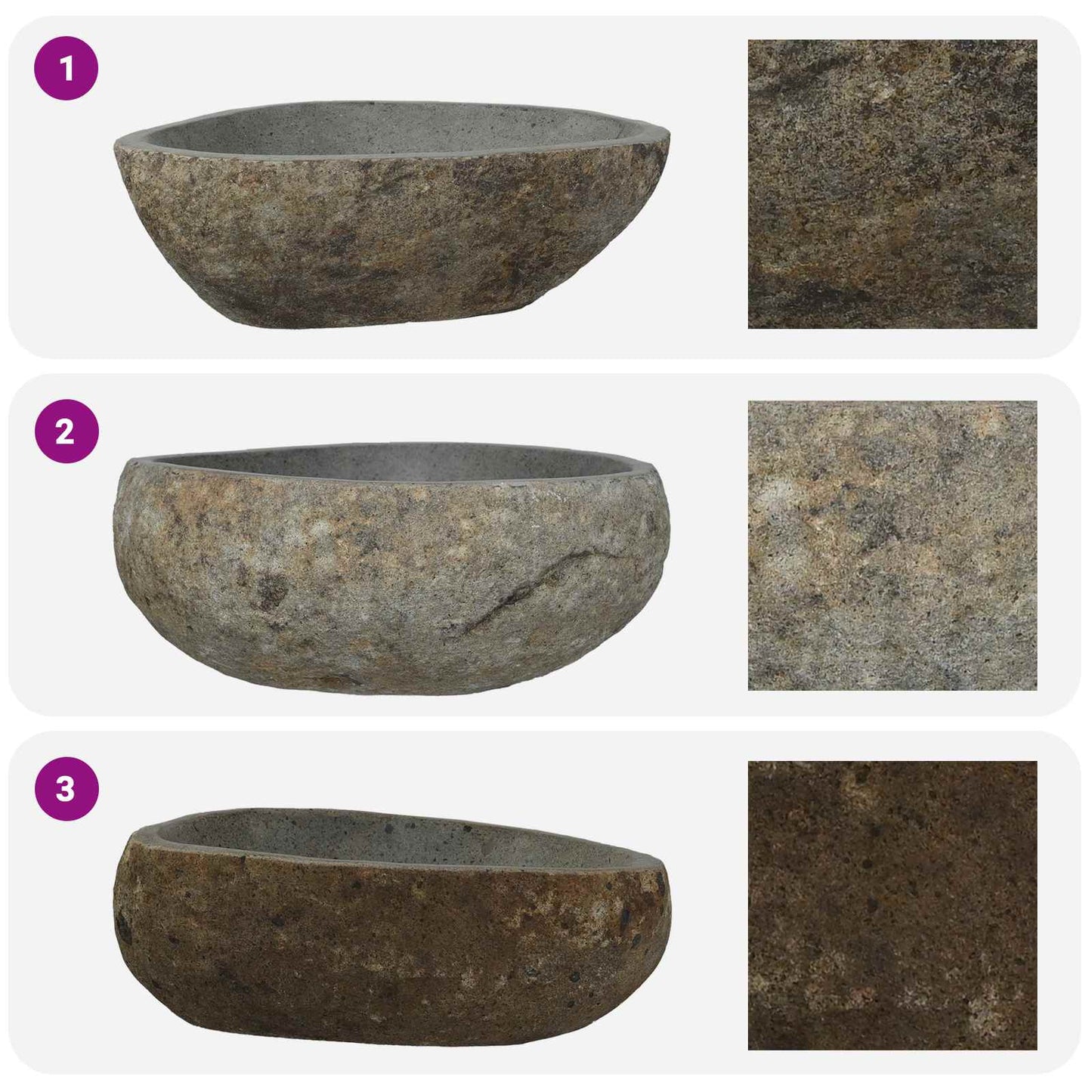 Riverstone basin Light Grey 45 x 35 x 15 cm River Stone