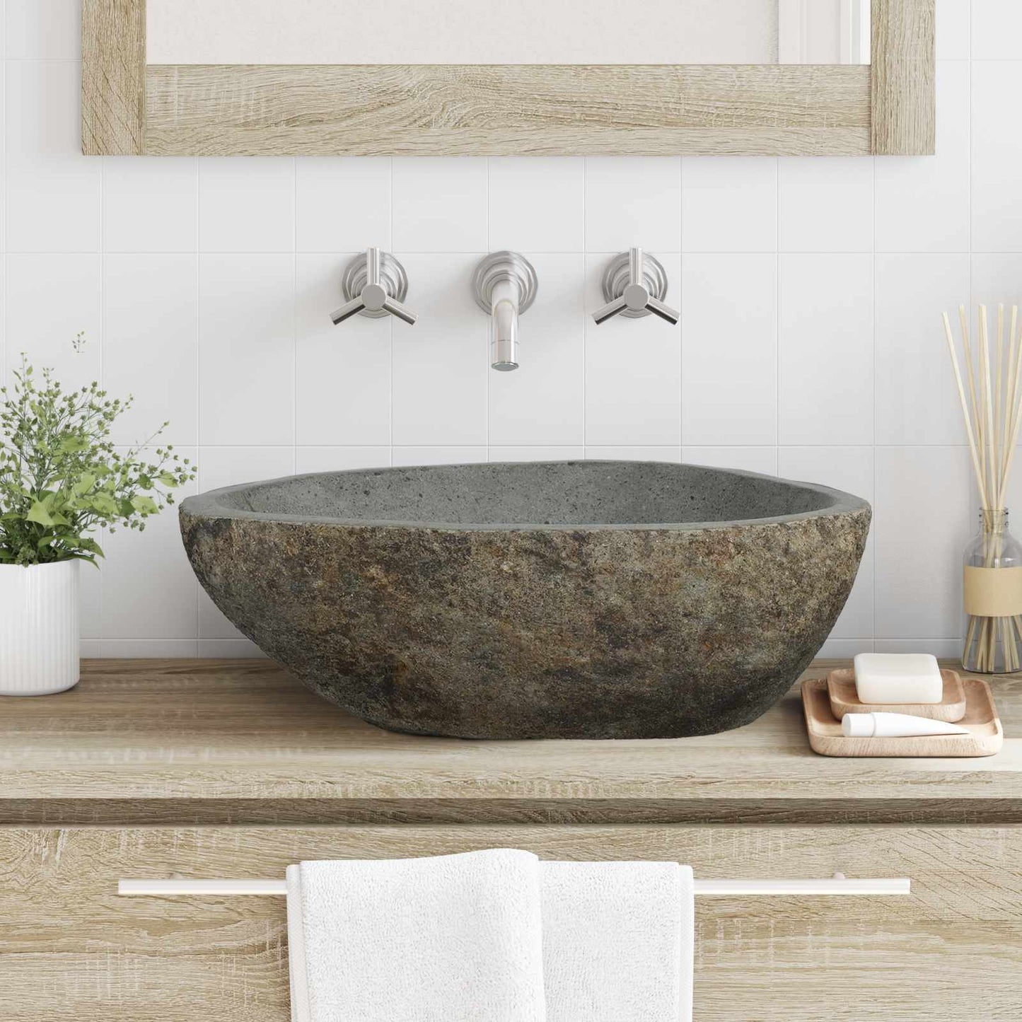 Riverstone basin Light Grey 52 x 40 x 15 cm River Stone