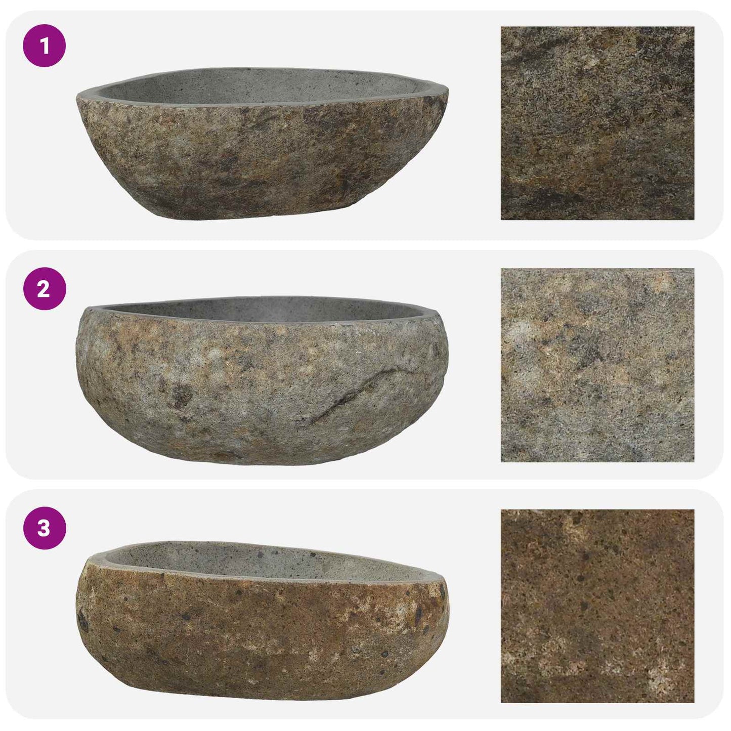 Riverstone basin Light Grey 52 x 40 x 15 cm River Stone