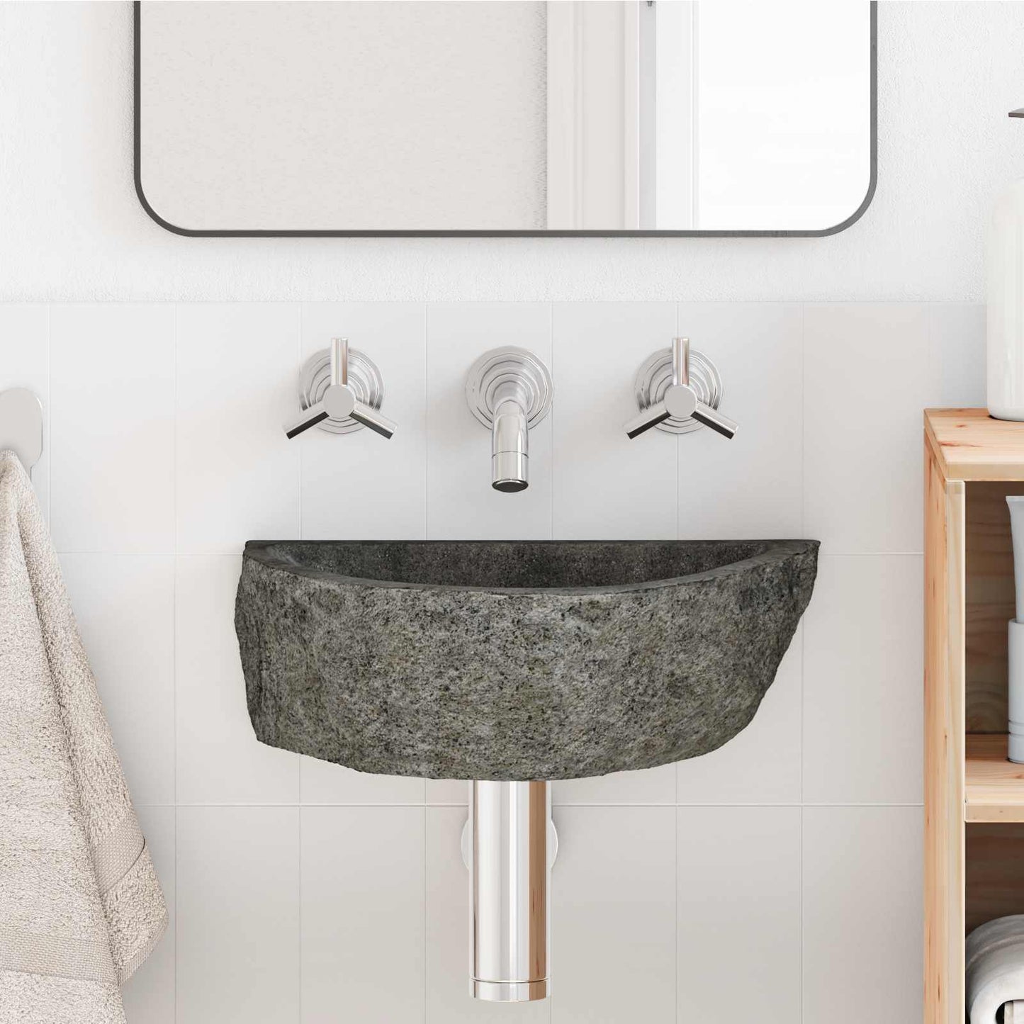 Wall-mounted Basin Grey 37 x 30 x 12 cm River Stone