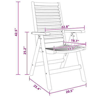 Chair Folding 2 pcs Brown 64.5 x 52 x 108 cm Solid Teak Wood