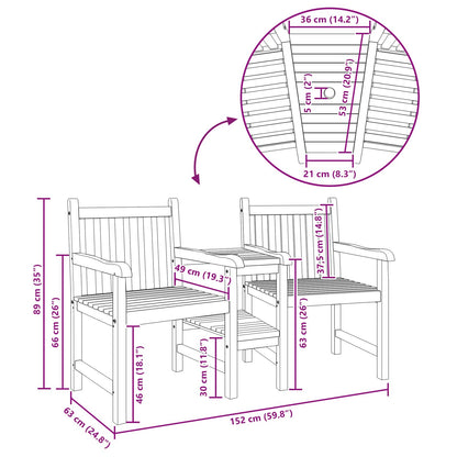 Garden Outdoor Chairs 152 x 63 x 89 cm Solid Teak Wood