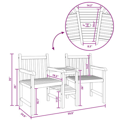 Garden Outdoor Chairs 152 x 63 x 89 cm Solid Teak Wood