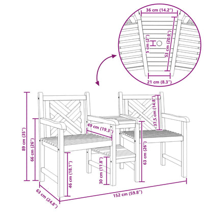 Chair Brown 152 x 63 x 89 cm Solid Teak Wood