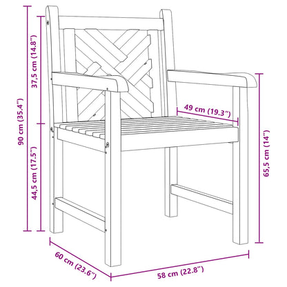 Garden Chair 2 pcs 60 x 58 x 90 cm Solid Teak Wood