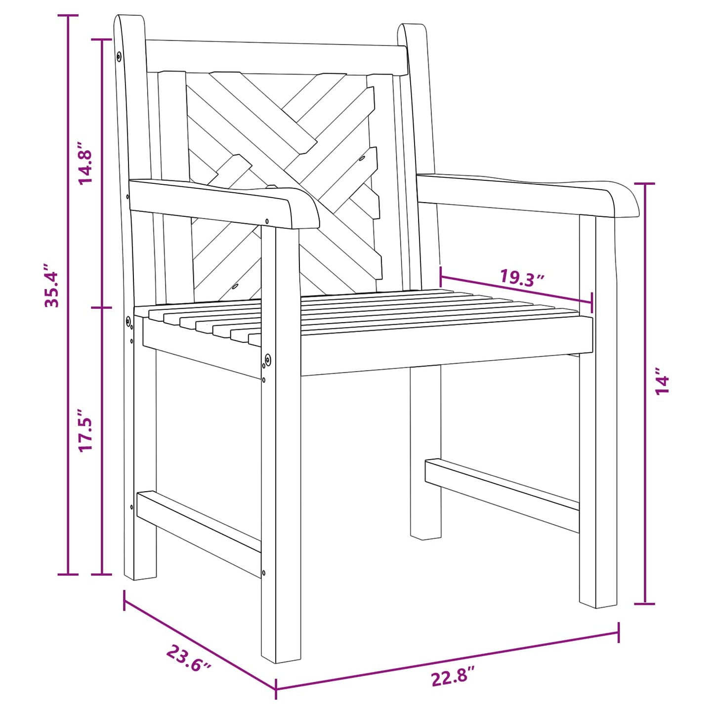 Garden Chair 2 pcs 60 x 58 x 90 cm Solid Teak Wood