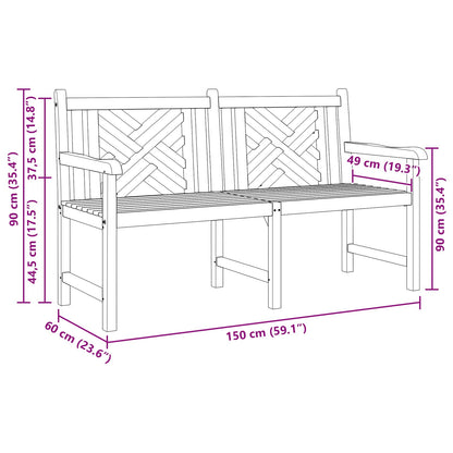Garden Bench 150 x 60 x 90 cm Solid Teak Wood